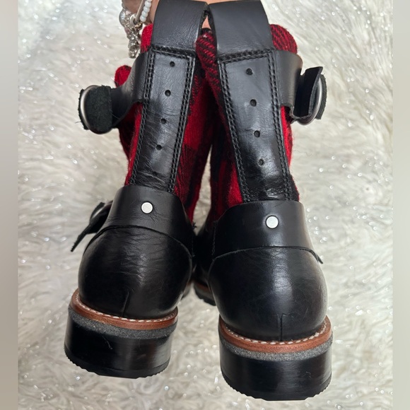 Woolrich Black Leather and Red Wool Women’s Balt Buffalo Plaid Boots Size 8.5 US - Picture 6 of 10